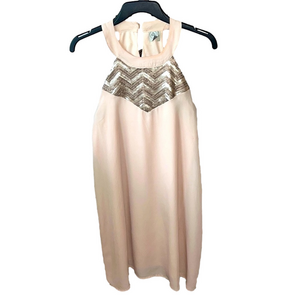 paper crane Pink Halter Dress with Gold Sequin Detail